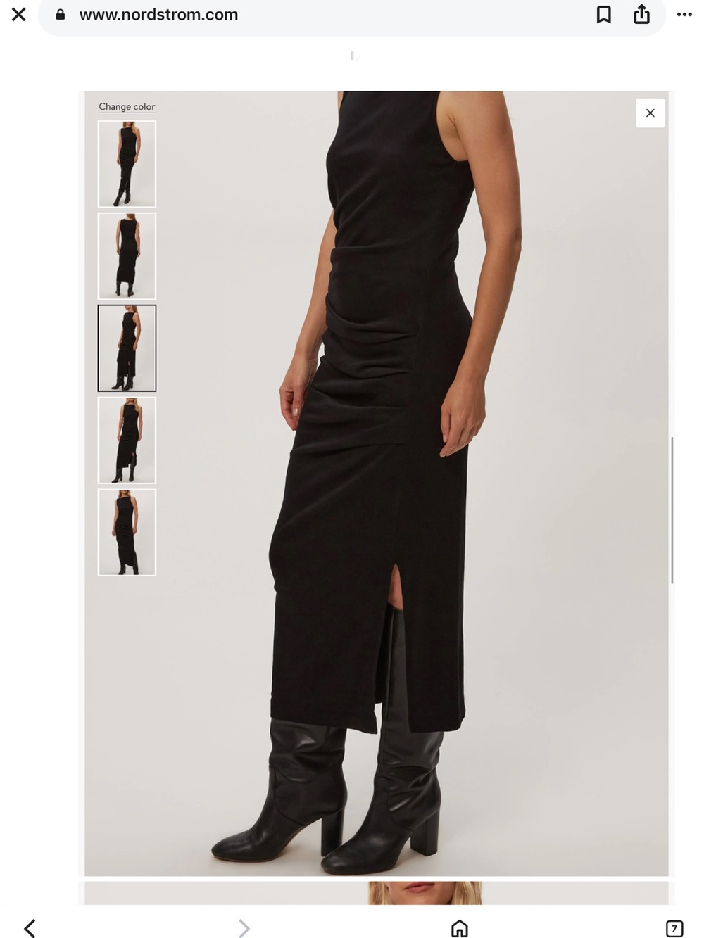 Michael Stars Reign Ruched Black Sleeveless Maxi Dress Side Slit NWOT XL Casual